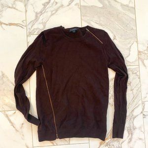JCrew Chocolate Brown Sweater with Zips Size S - EUC!